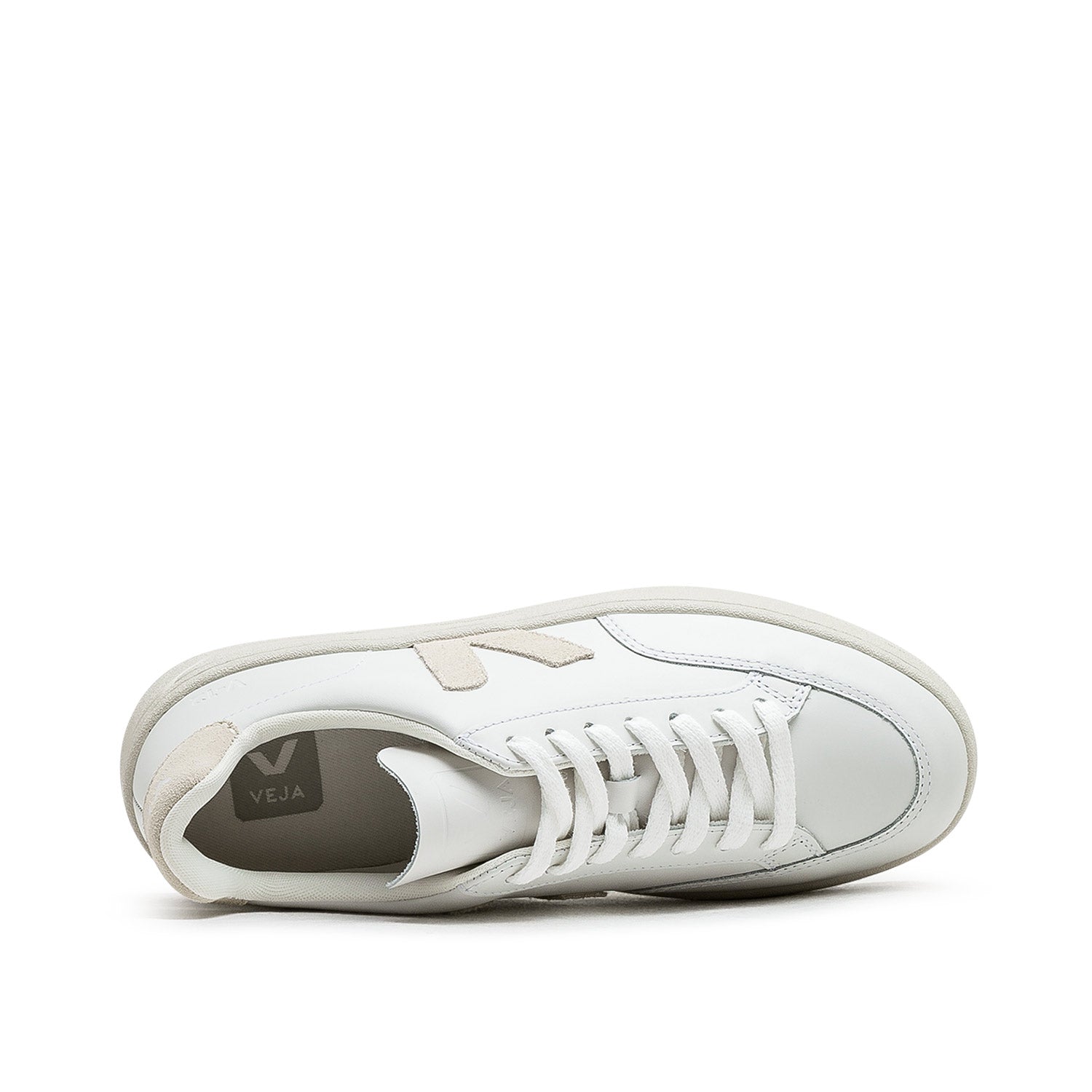 Damen-Sneakers V-12 aus Leder (Weiß / Beige)