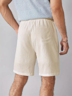 Beige Leinen-Shorts