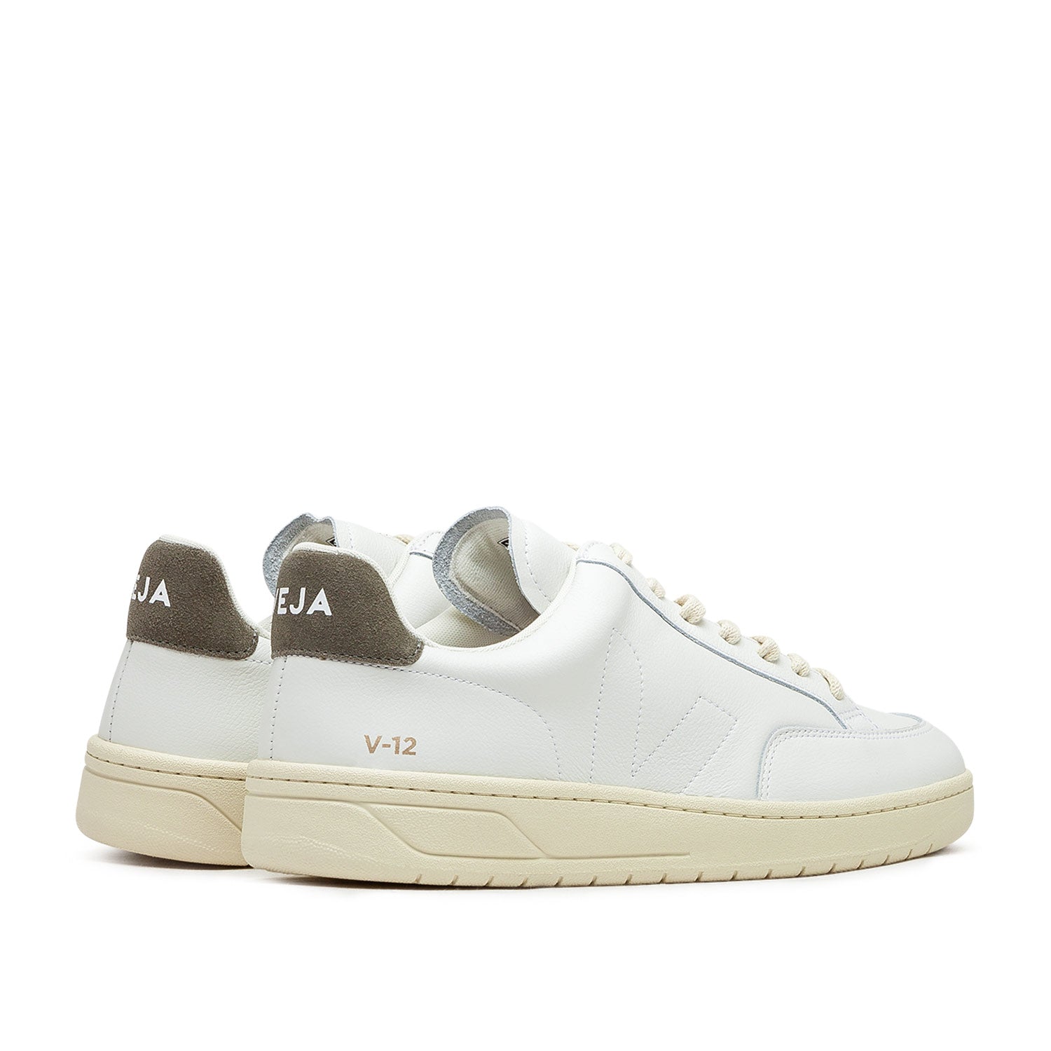 V-12 Stitch O.T. Leder-Sneakers (Weiß / Oliv)