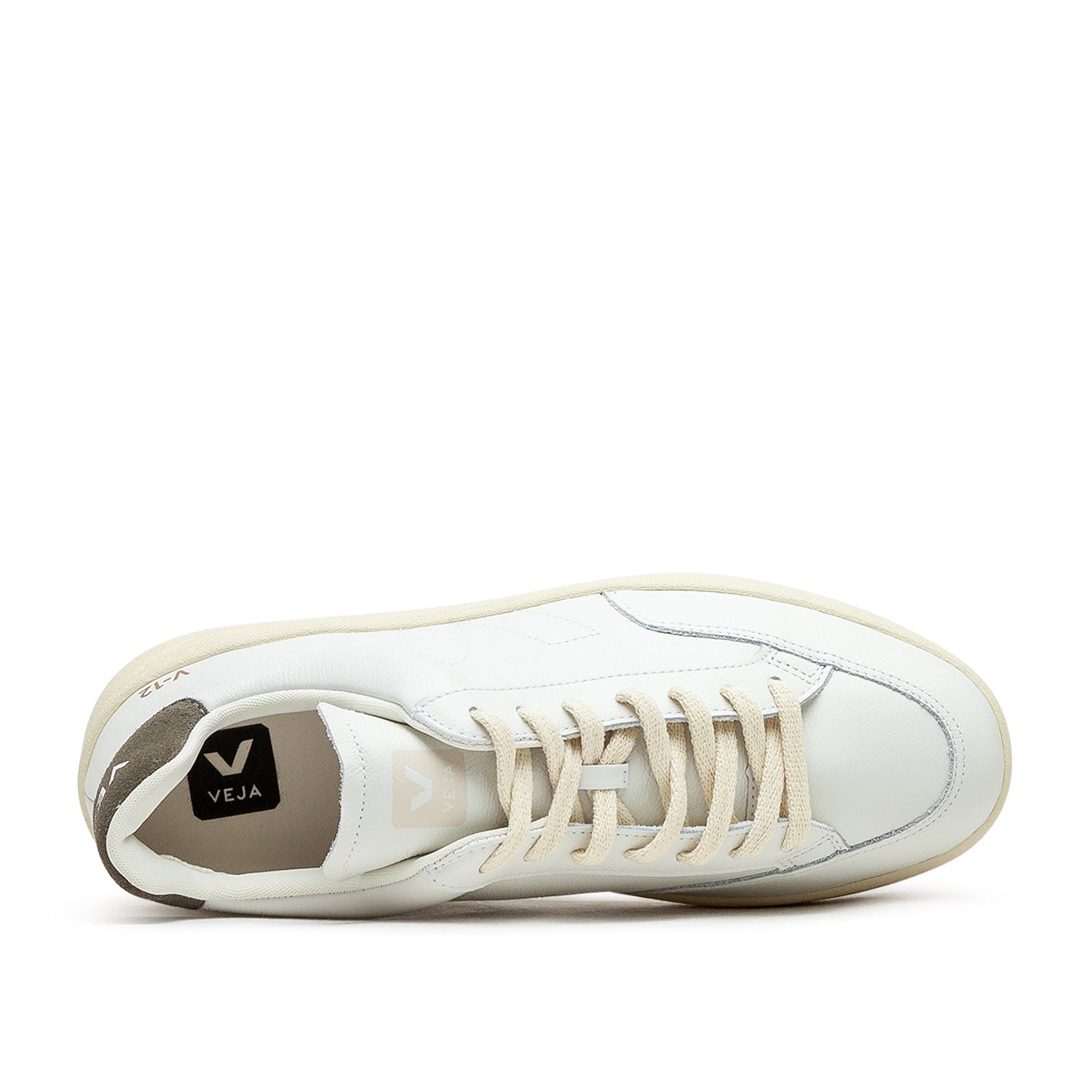 V-12 Stitch O.T. Leder-Sneakers (Weiß / Oliv)